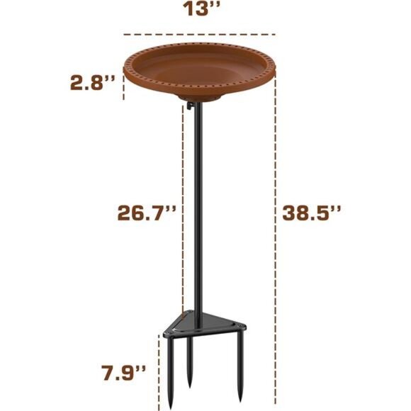 Bird Baths for Outdoors Heavy Duty, 38.5 in Detachable Birdbaths - Picture 2 of 8
